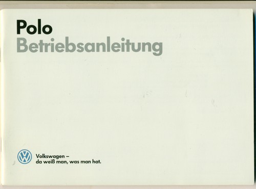 Polo betriebsanleitung 1986 - betriebsanleitung,